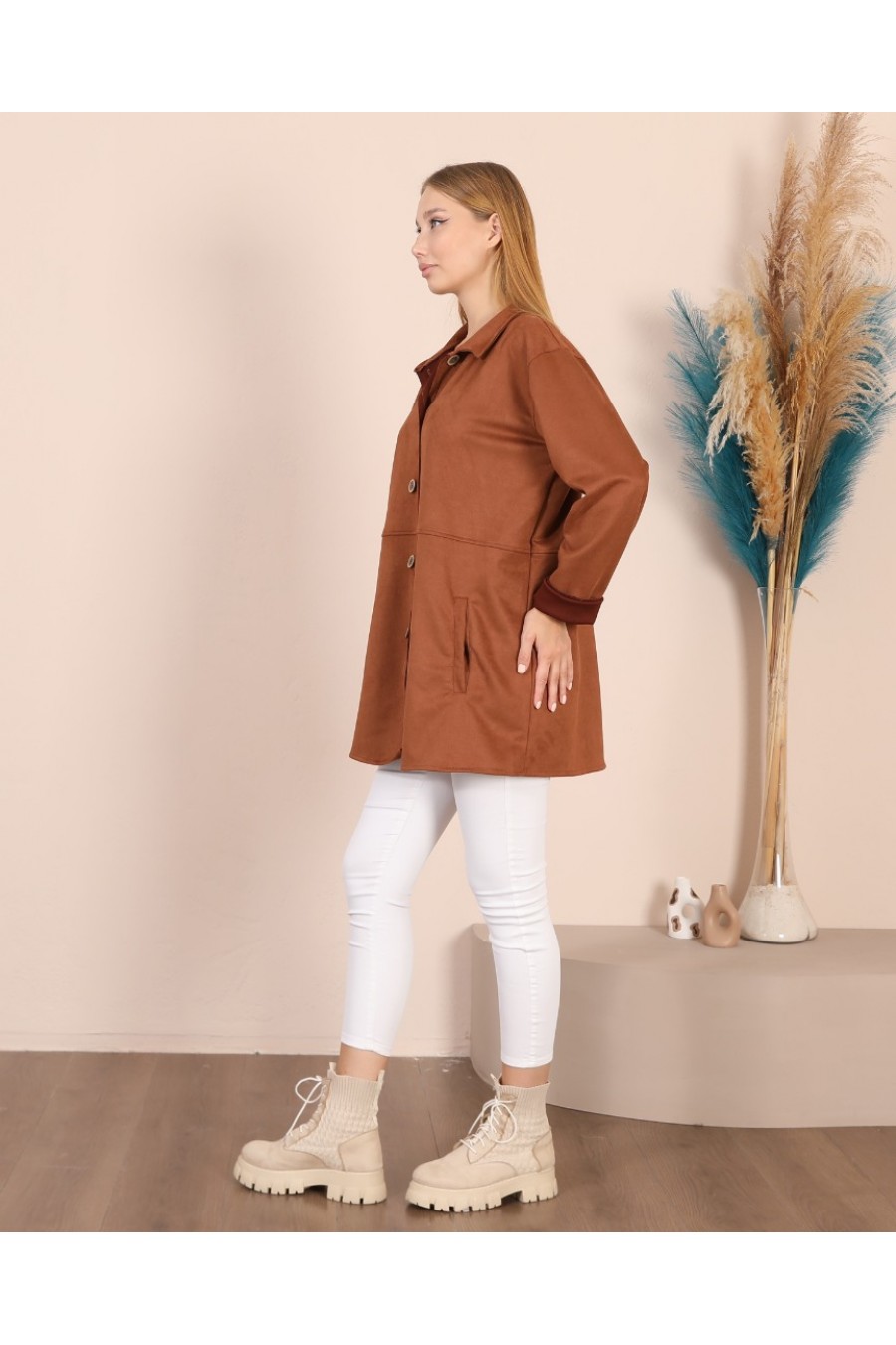 Kadın Süet Gömlek Ceket