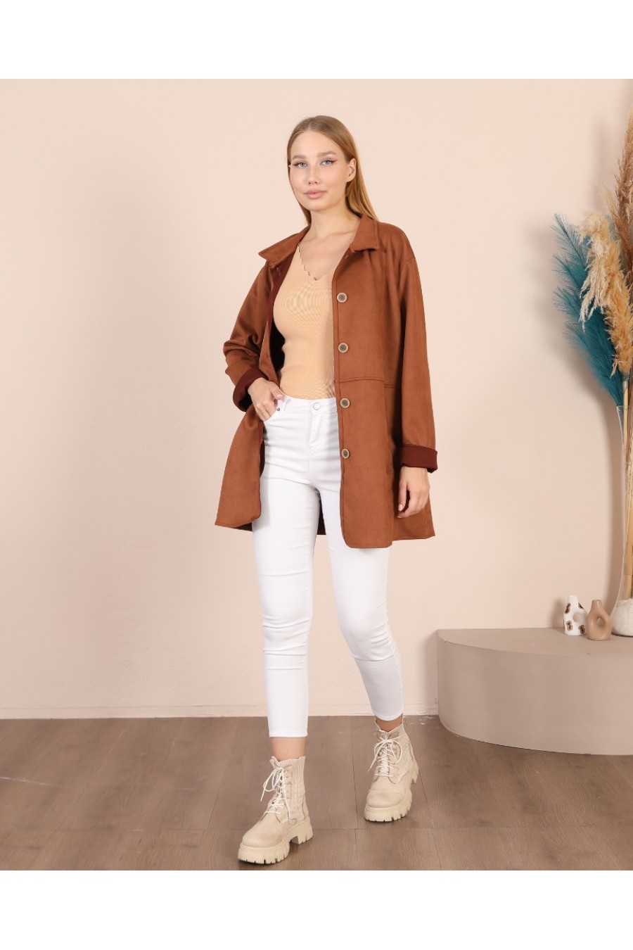 Kadın Süet Gömlek Ceket
