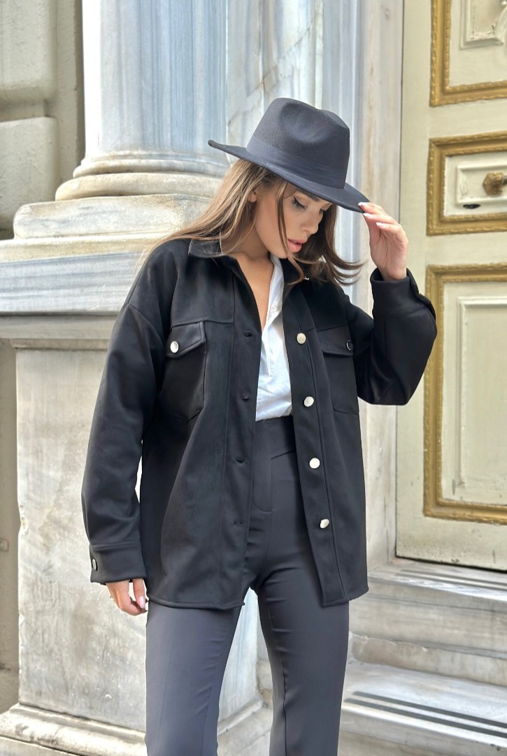 Kadın Aplike Detaylı Süet Ceket