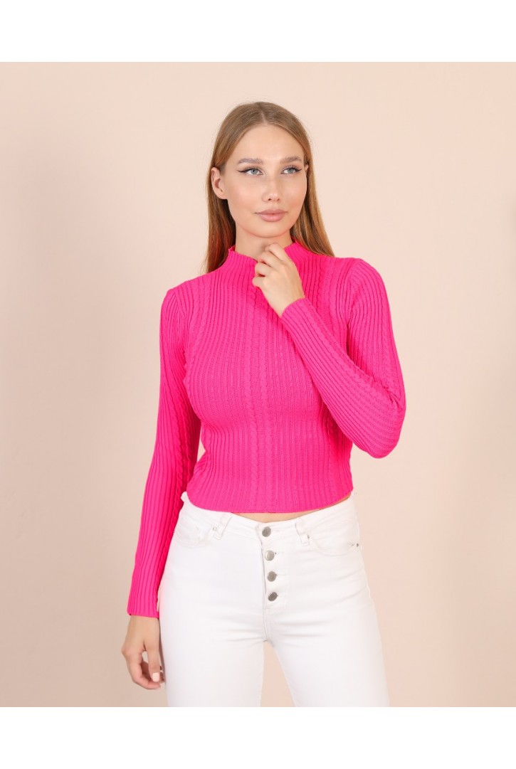 Kadın Örgü Desenli Triko Kazak