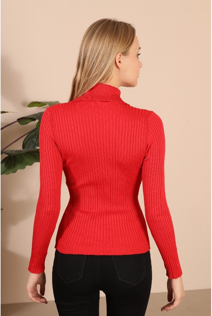 Kadın Yaka Detaylı Triko Kazak