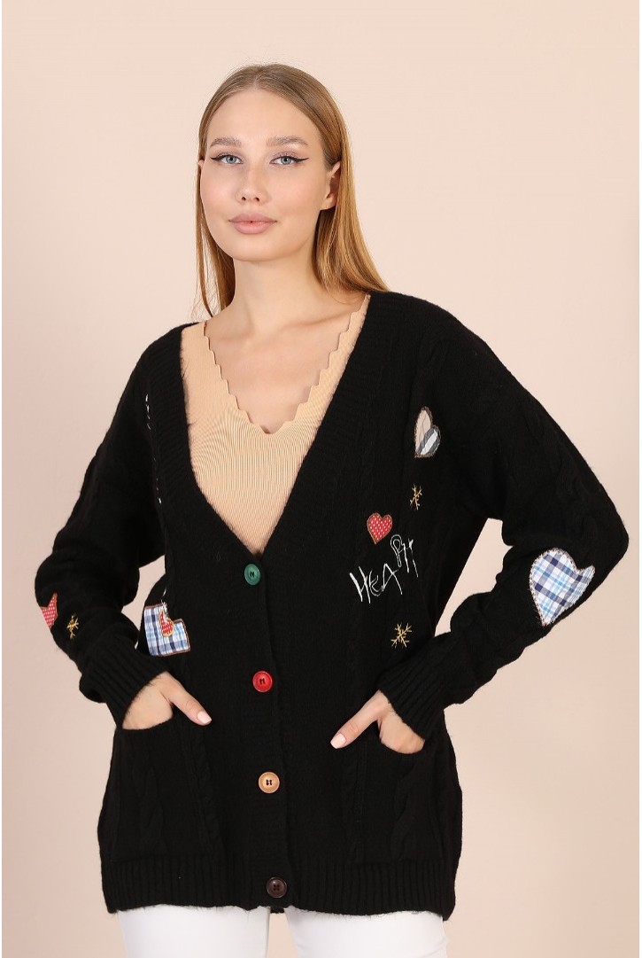 Kadın Aplikeli Triko Hırka