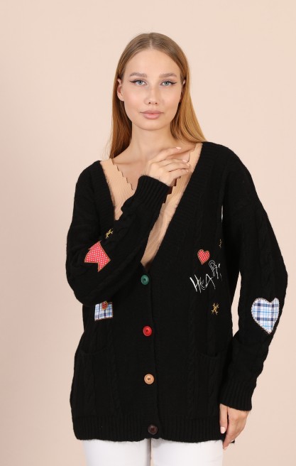 Kadın Aplikeli Triko Hırka