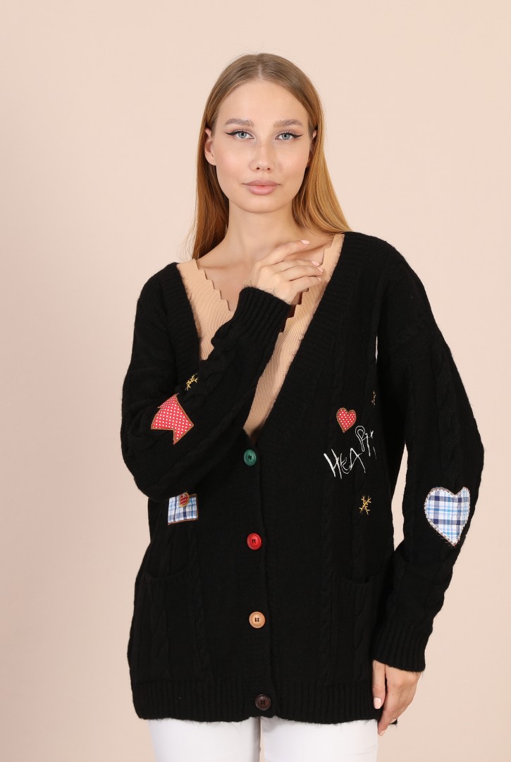 Kadın Aplikeli Triko Hırka