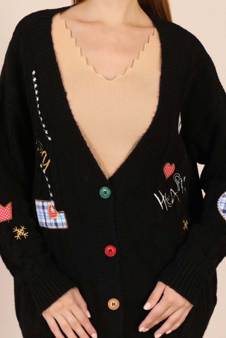 Kadın Aplikeli Triko Hırka