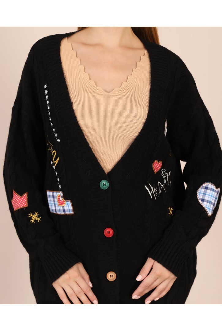 Kadın Aplikeli Triko Hırka