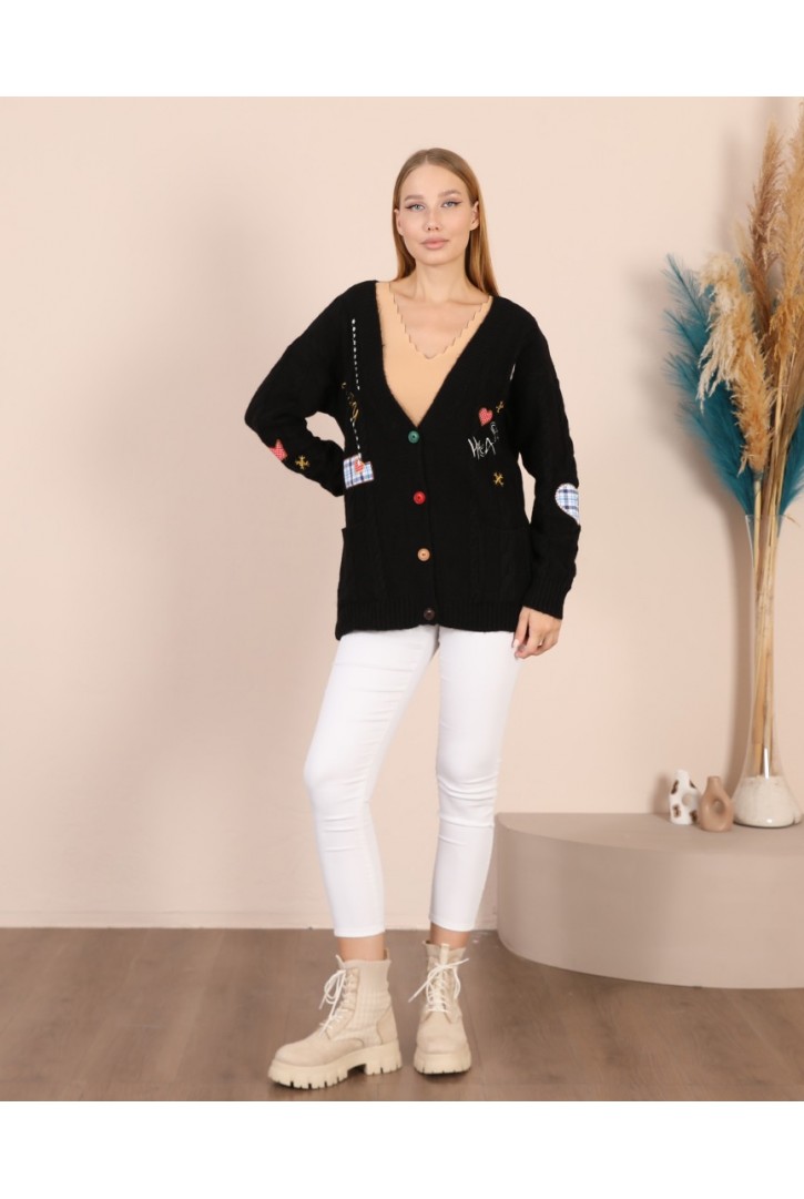 Kadın Aplikeli Triko Hırka