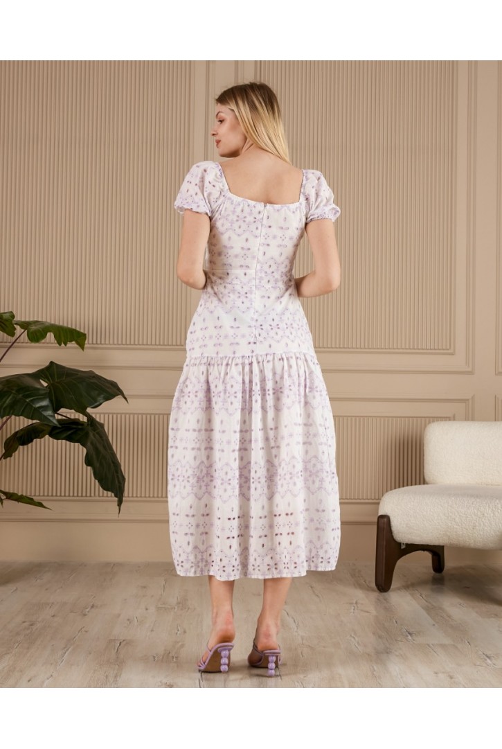 19249 HAZIR GİYİM/ELBİSE/BRODE/MAVİ/XL