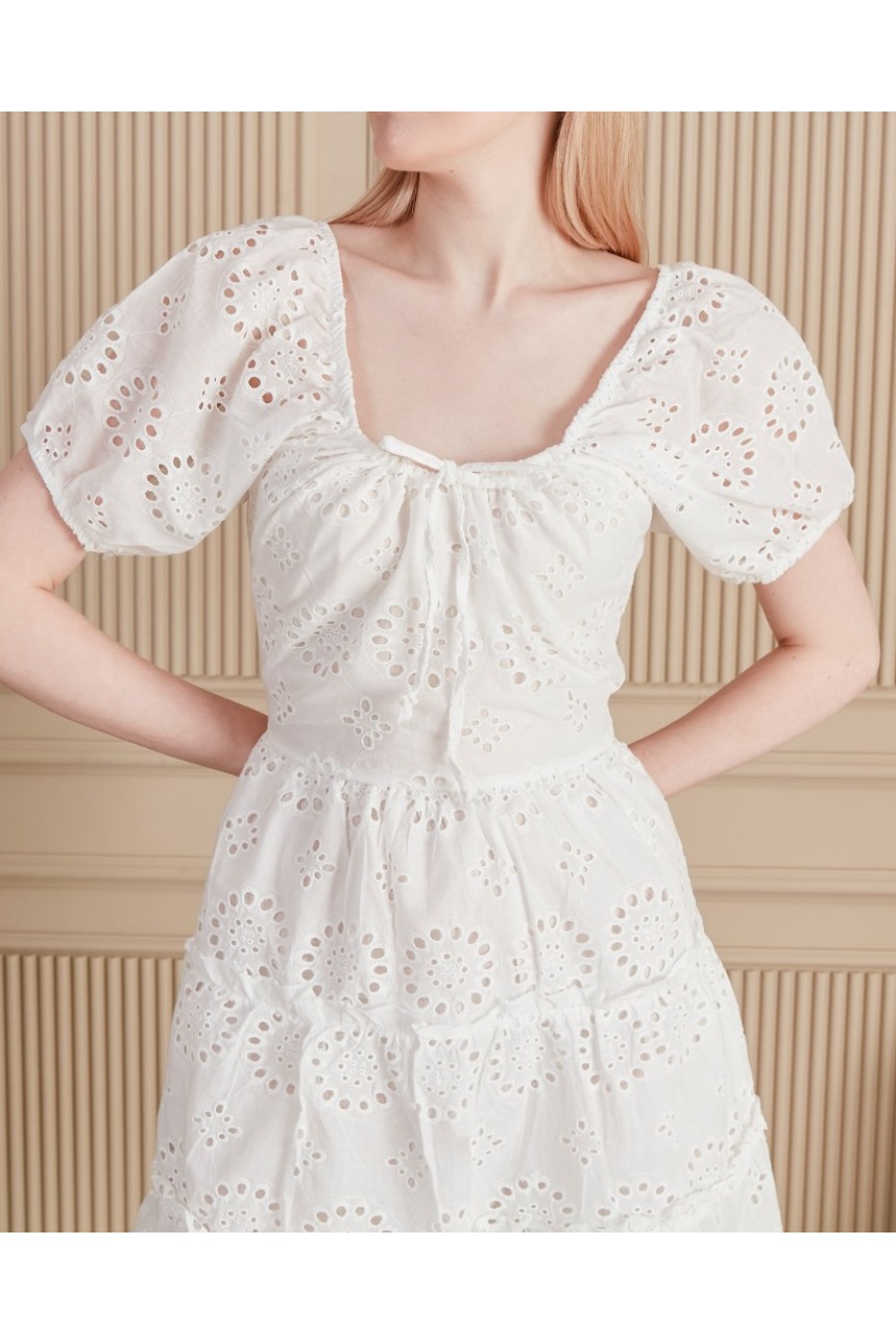 Women's Heart Neck Balloon Sleeve Dress