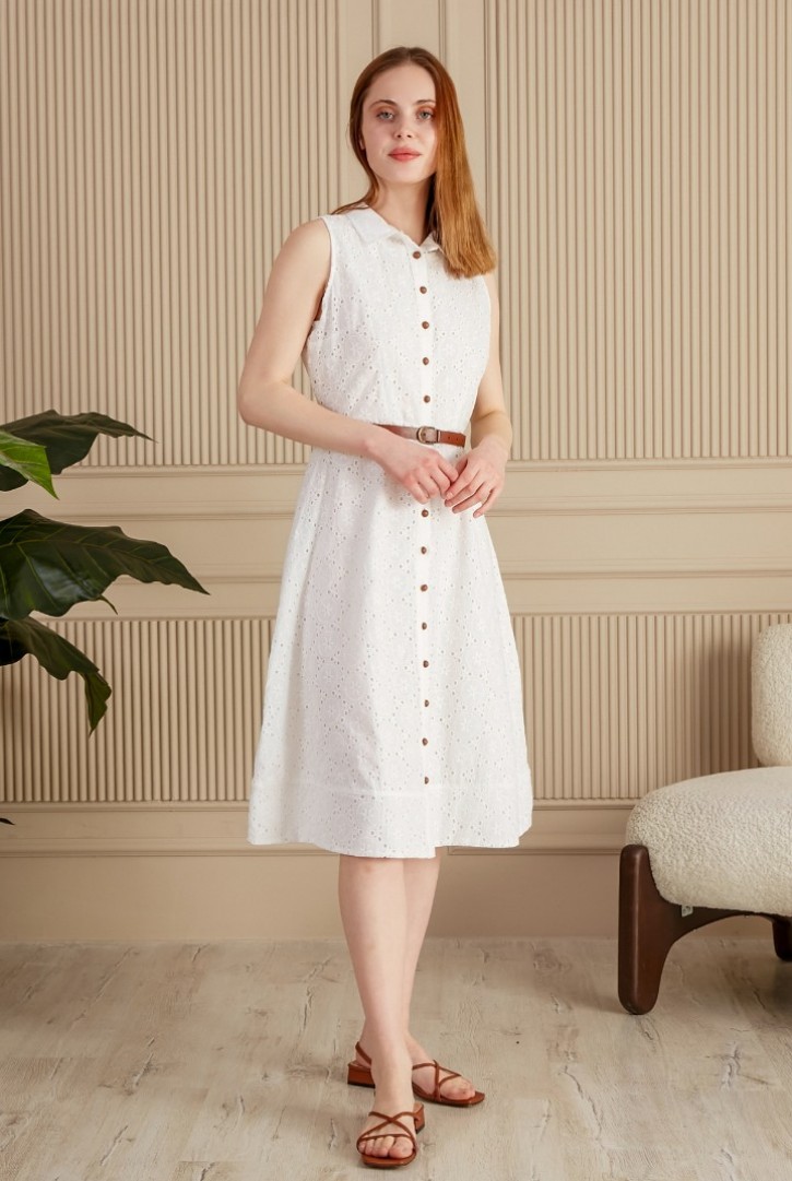 Kadın Önü Patlı Kolsuz Elbise