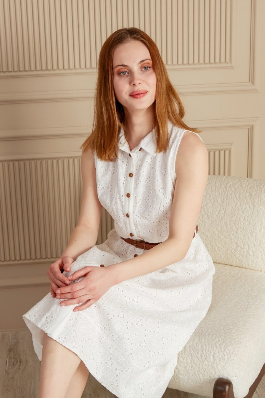 19253 Kadın Önü Patlı Kolsuz Elbise