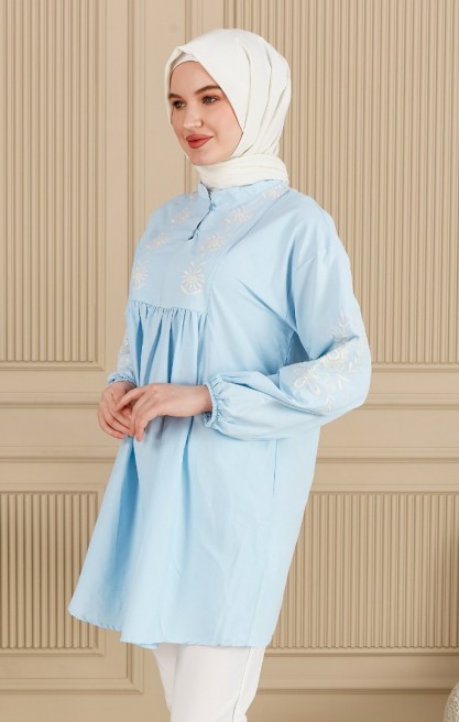 NAKIŞ DETAYLI BALON KOL TUNİK