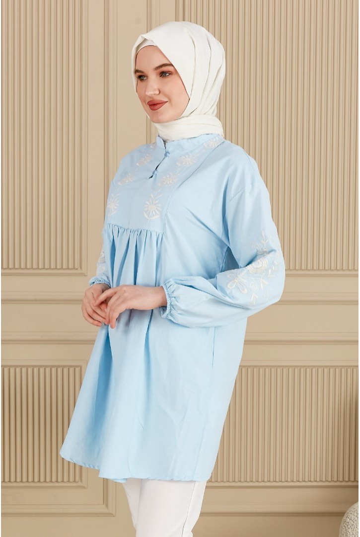 NAKIŞ DETAYLI BALON KOL TUNİK