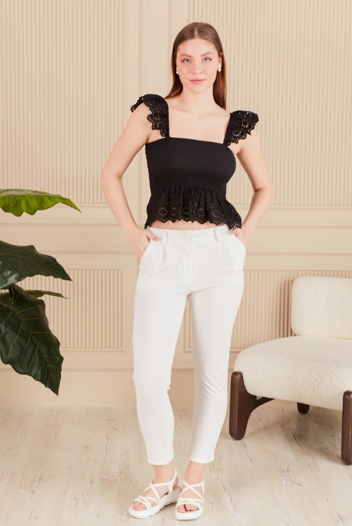 Kadın Gipeli Askılı Crop Bluz