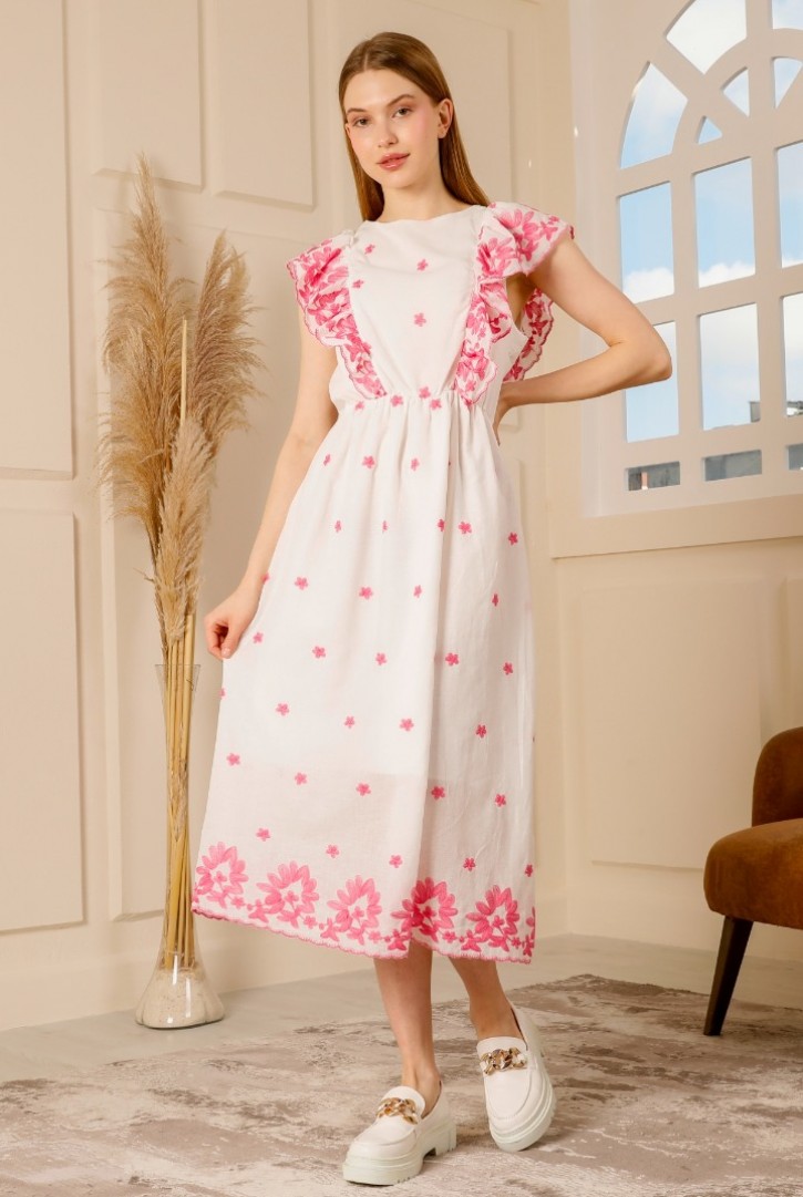 Kadın Omuzları Volanlı Elbise