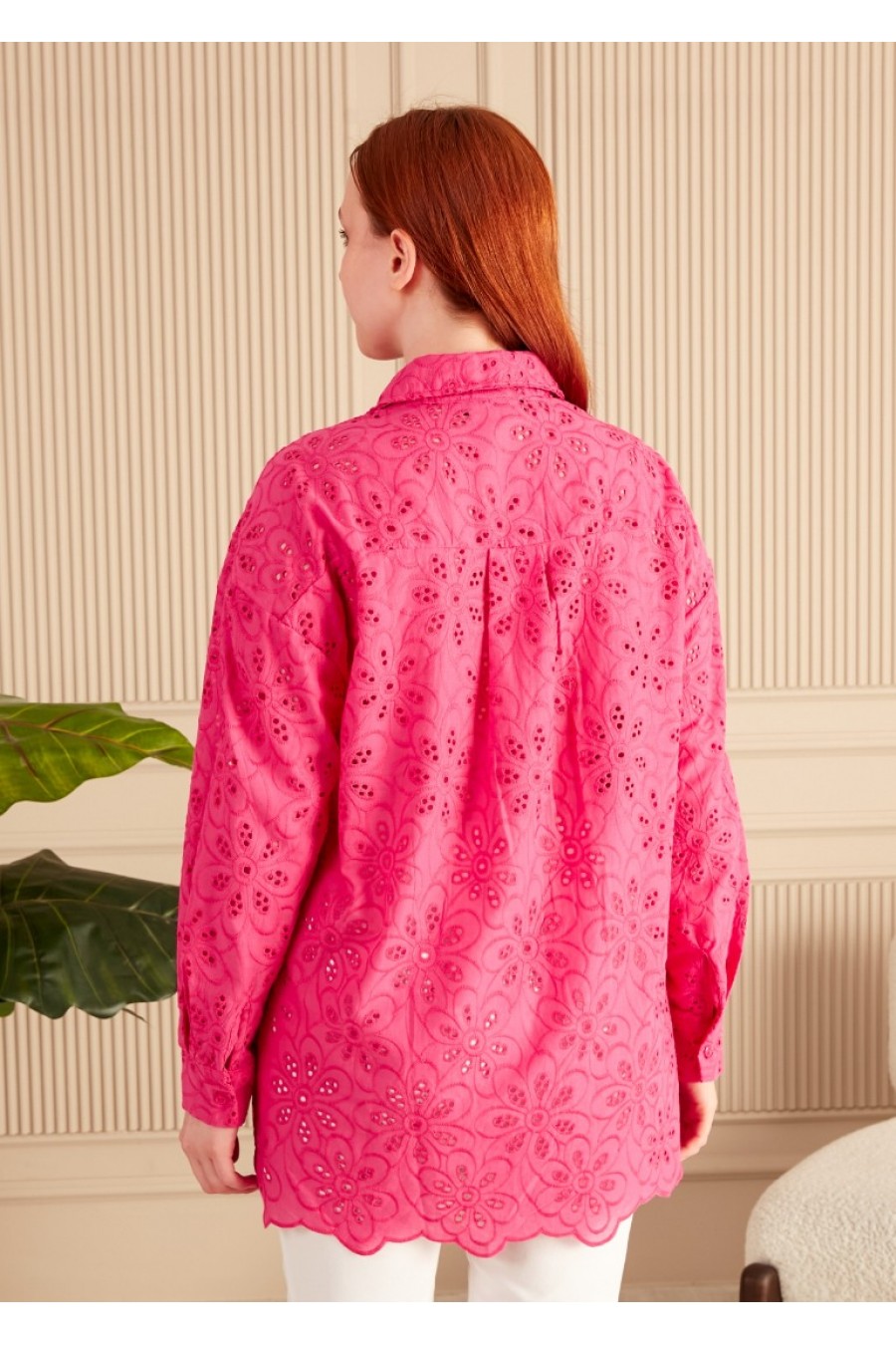 19415 Kadın Çiçek Desenli Fisto Gömlek