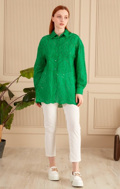 Kadın Etnik Desenli Fisto Gömlek