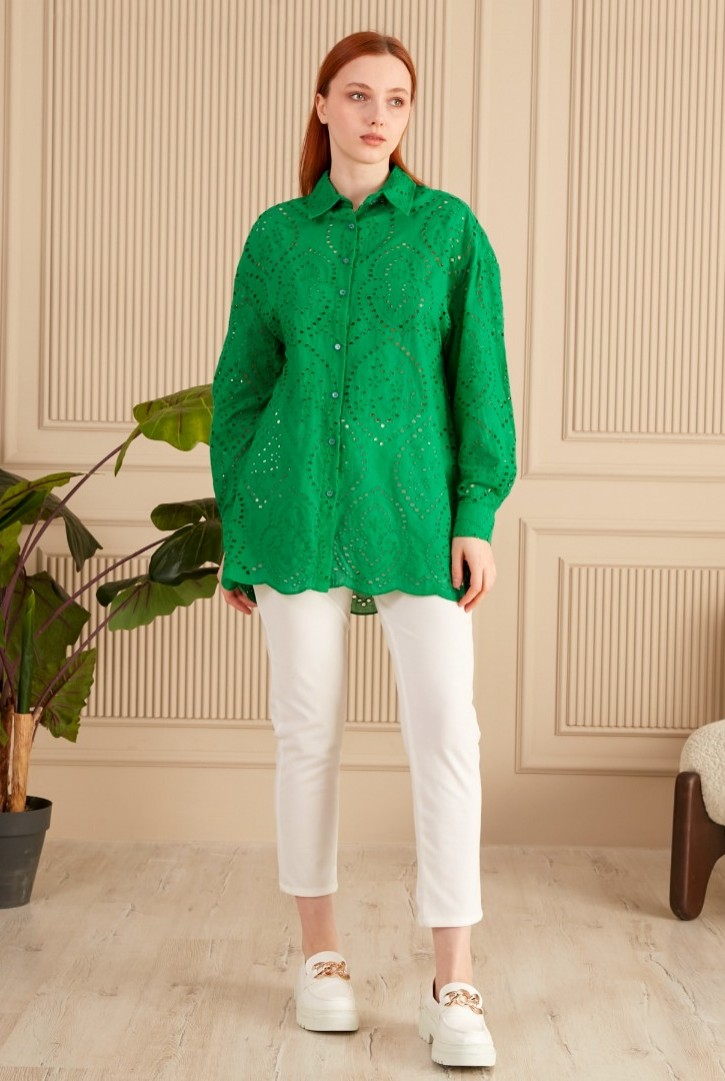 Kadın Etnik Desenli Fisto Gömlek