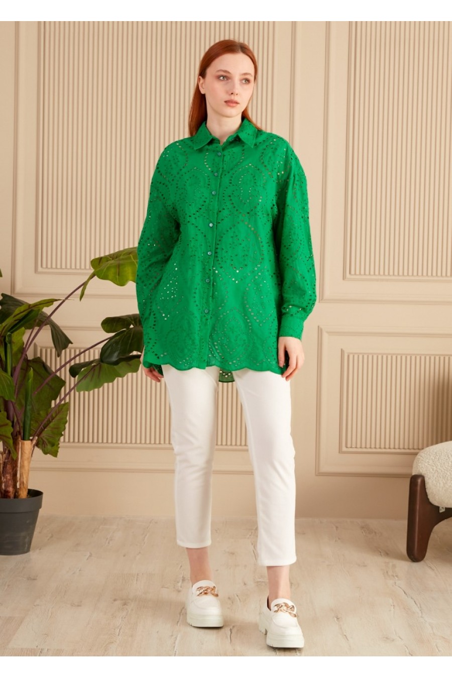 Kadın Etnik Desenli Fisto Gömlek