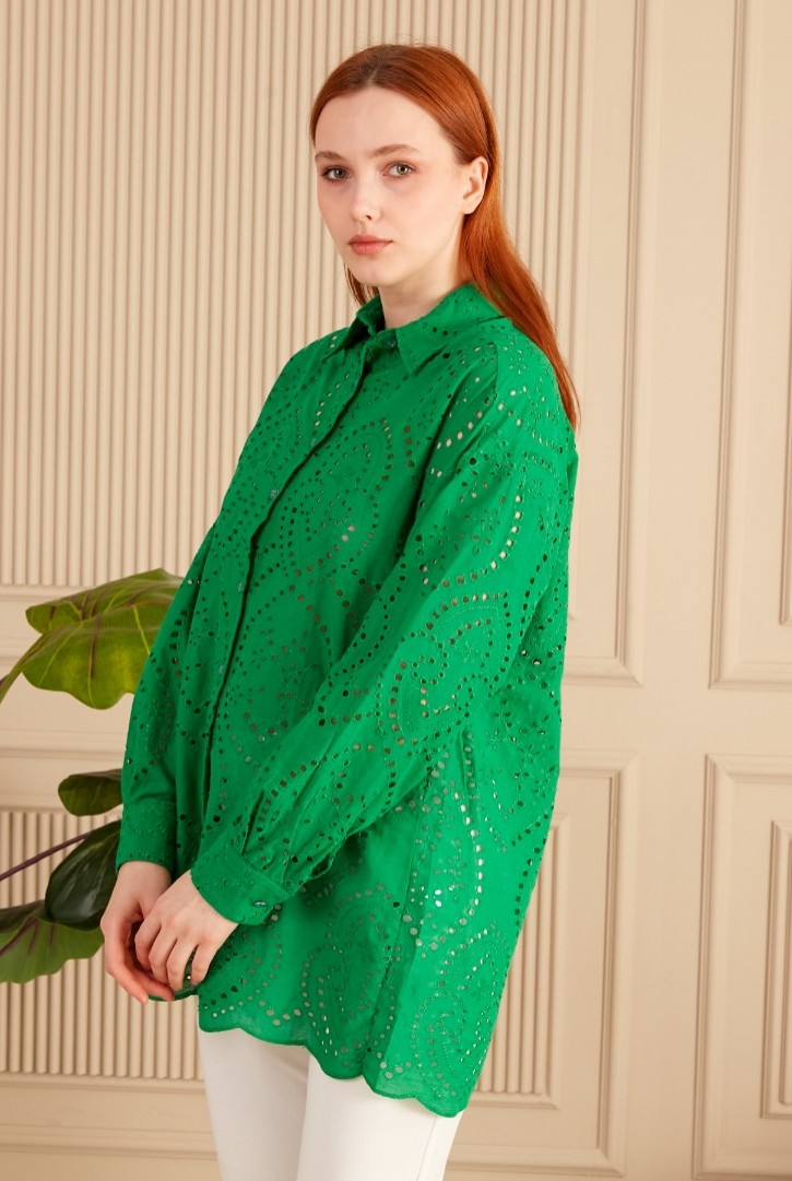 Kadın Etnik Desenli Fisto Gömlek