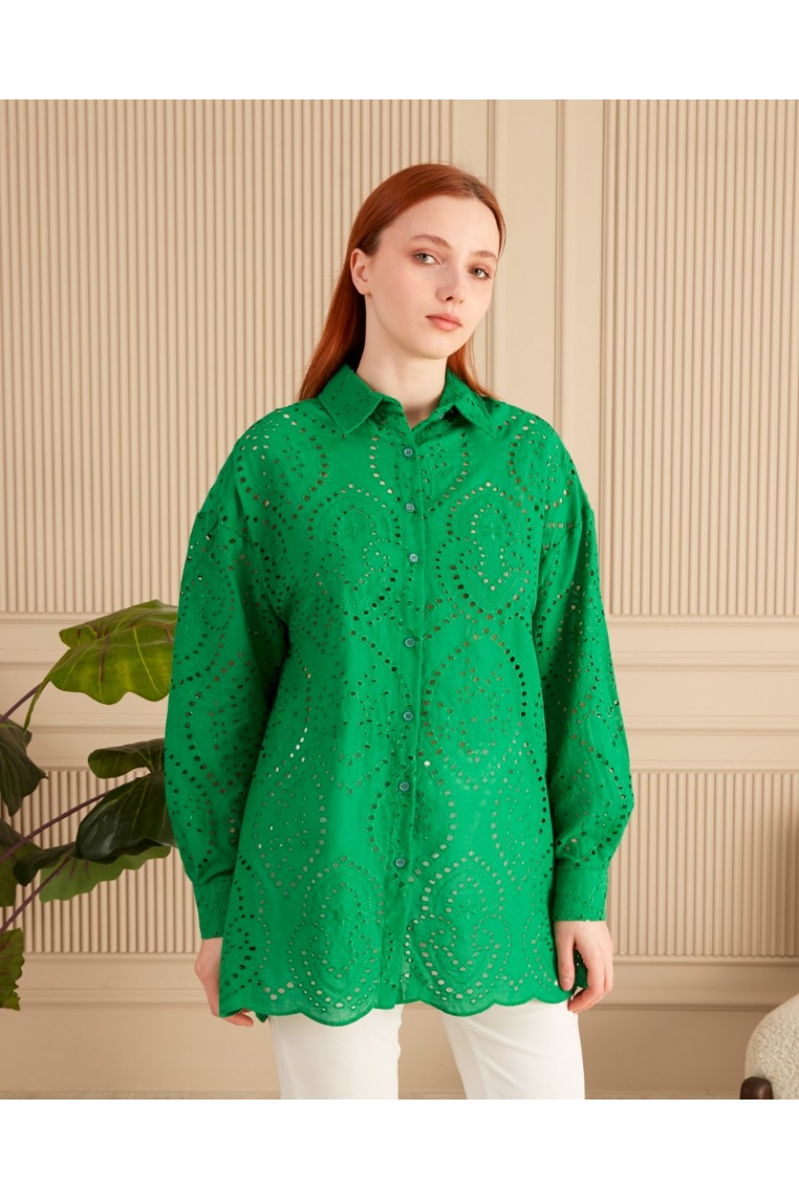 Kadın Etnik Desenli Fisto Gömlek