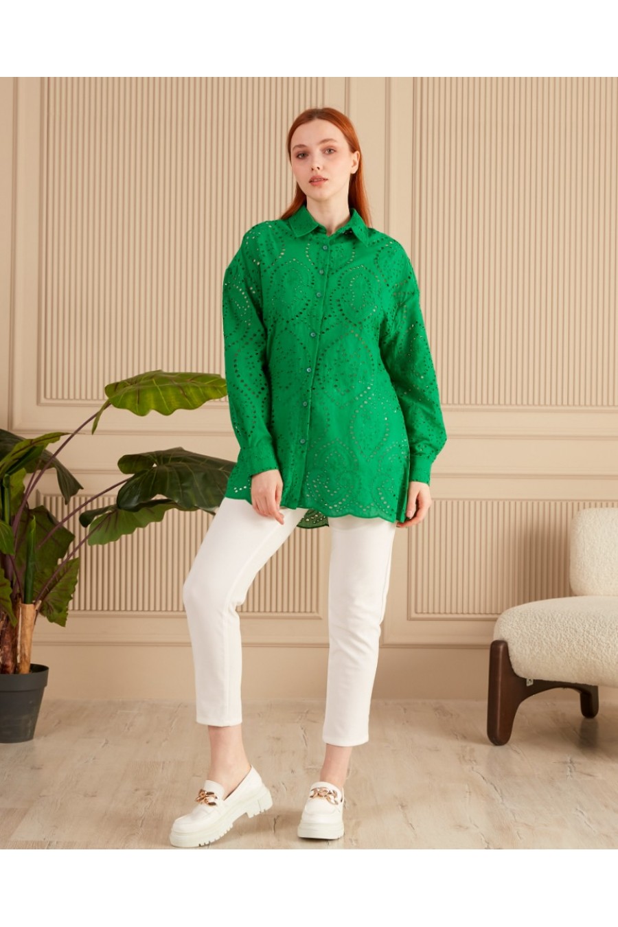 Kadın Etnik Desenli Fisto Gömlek