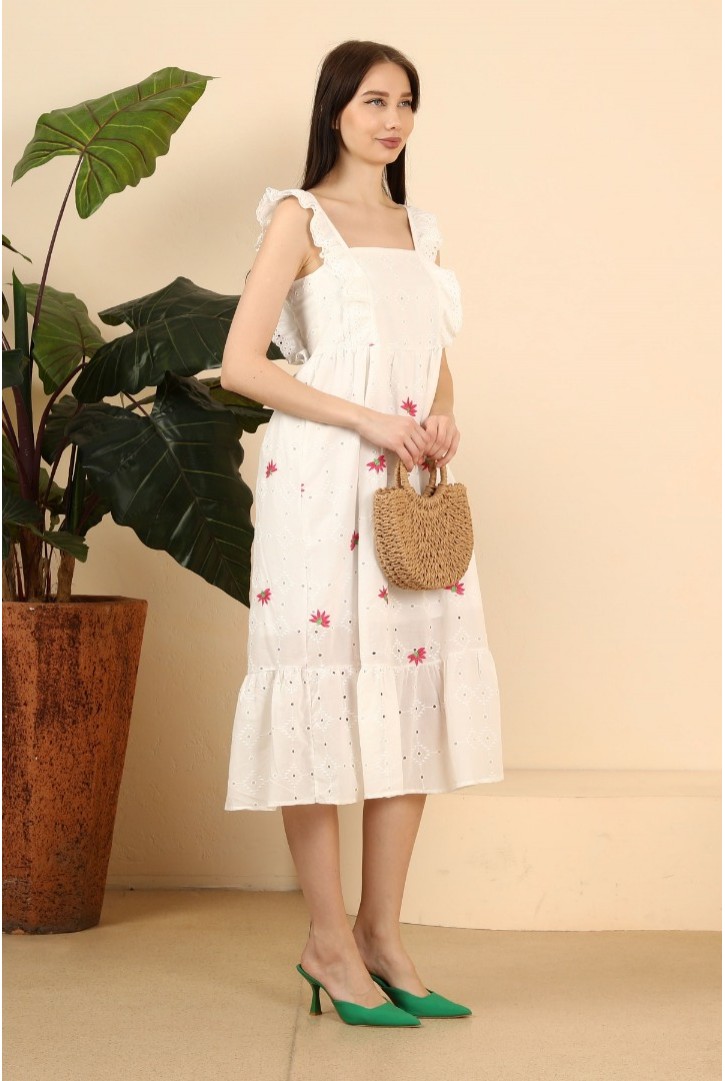 Kadın Kalın Askılı Midi Fisto Elbise