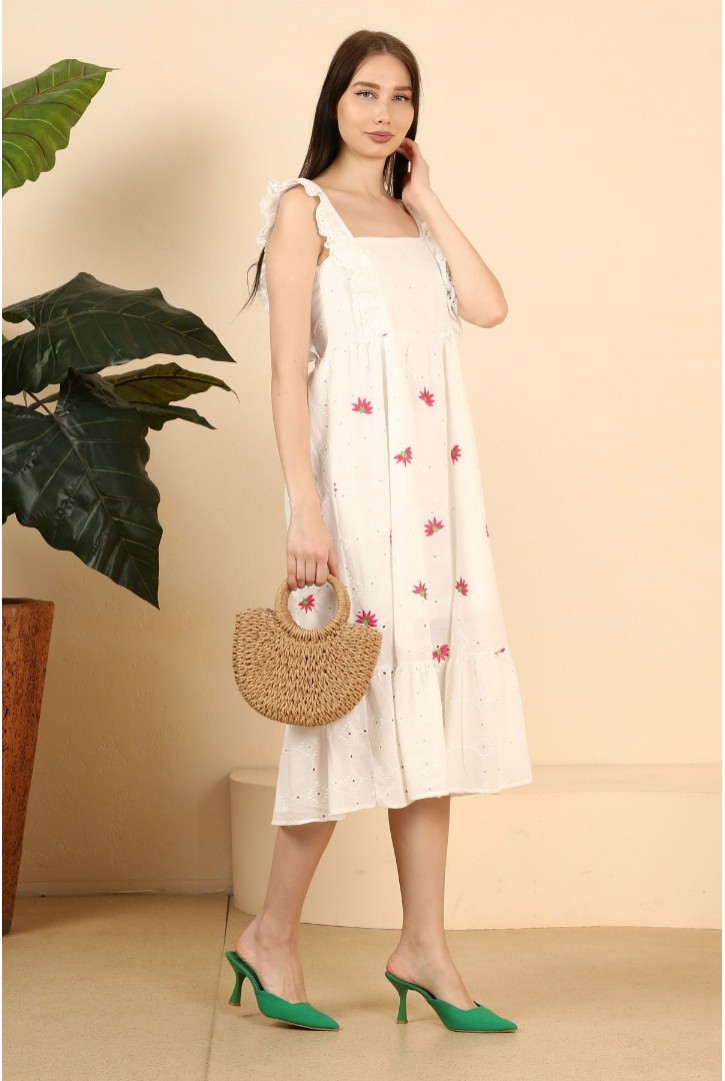 Kadın Kalın Askılı Midi Fisto Elbise