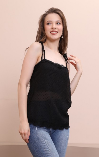 Kadın Straplez Askılı Şifon Bluz