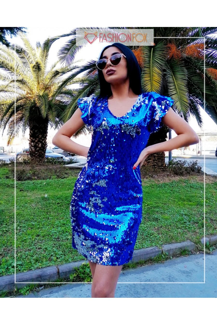 Kadın Pul İşlemeli Mini Elbise