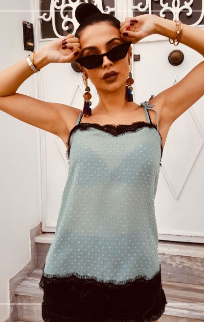 Kadın Straplez Askılı Şifon Bluz