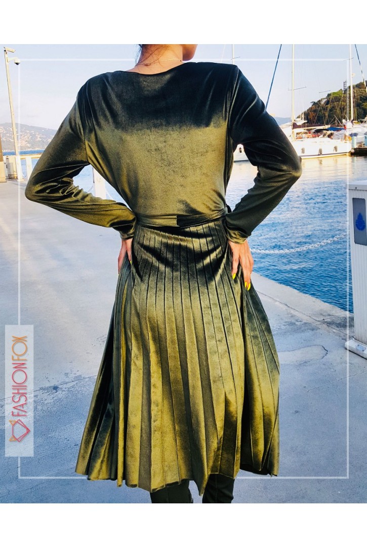 Kadın Anvelop Yakalı Kadife Elbise