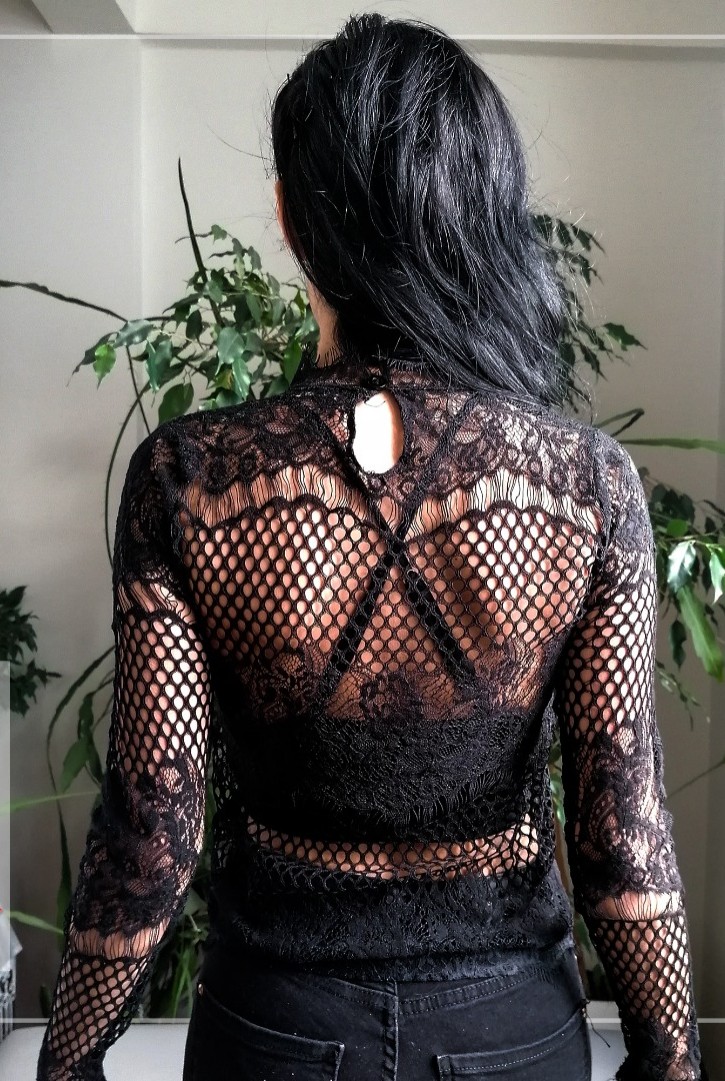 Kadın Dik Yakalı Dantel Bluz