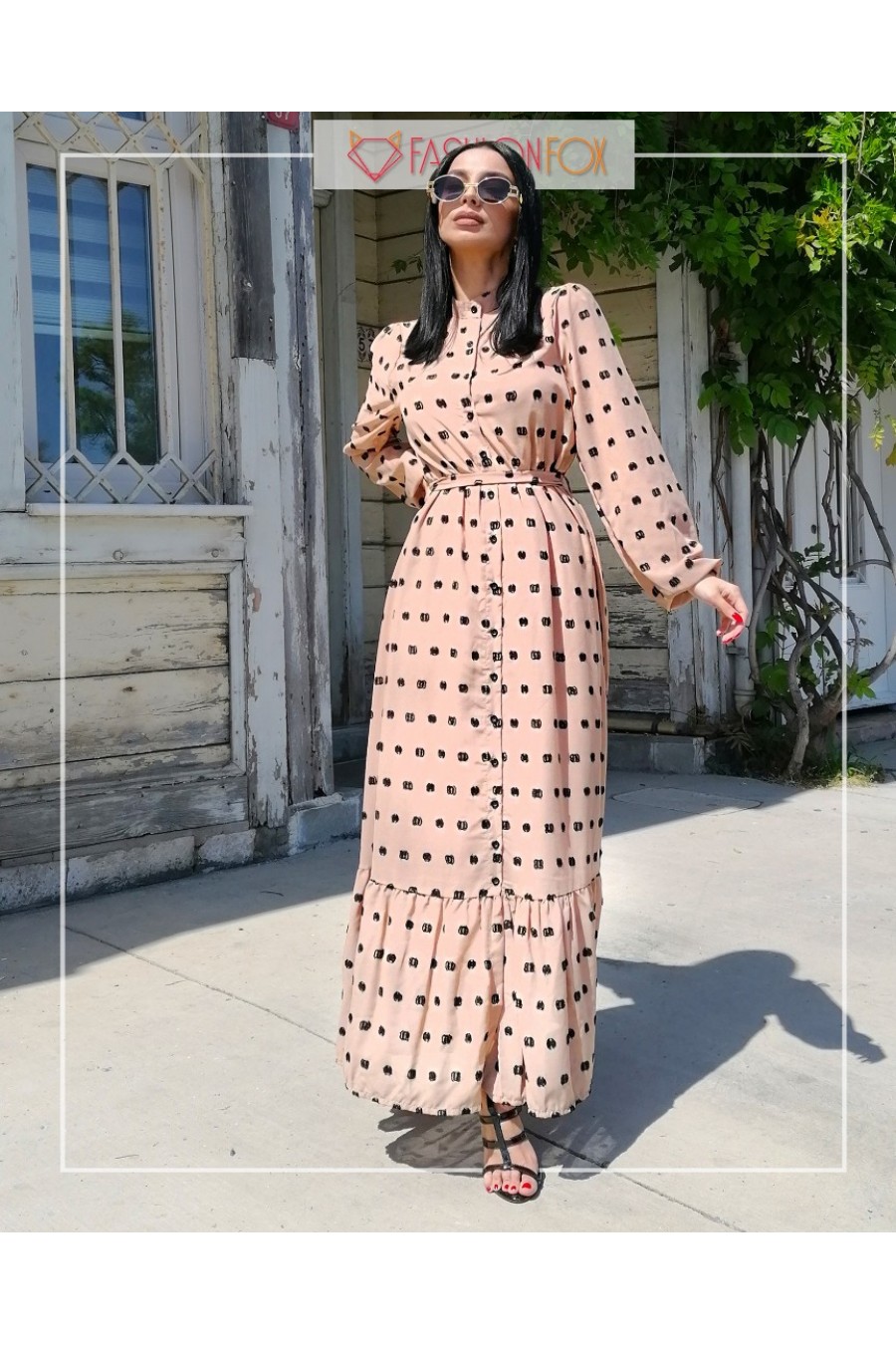 Women's Flock Printed Plaid Shirt Dress