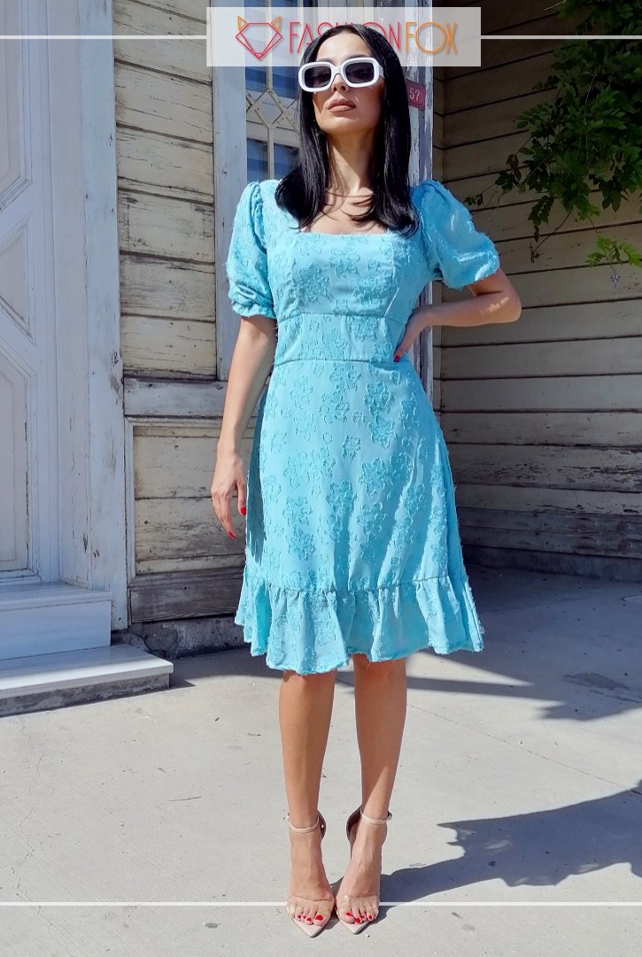 Kadın Kare Yakalı Şifon Elbise