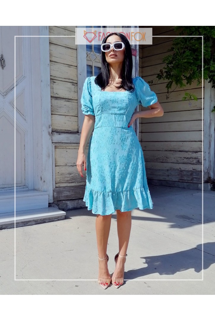 Kadın Kare Yakalı Şifon Elbise