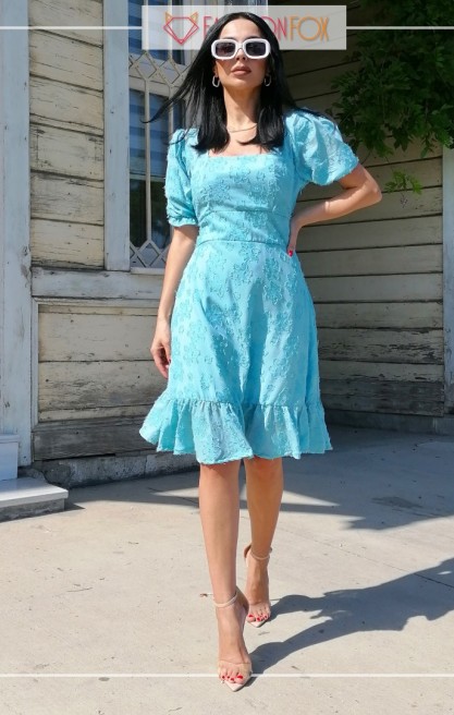 Kadın Kare Yakalı Şifon Elbise