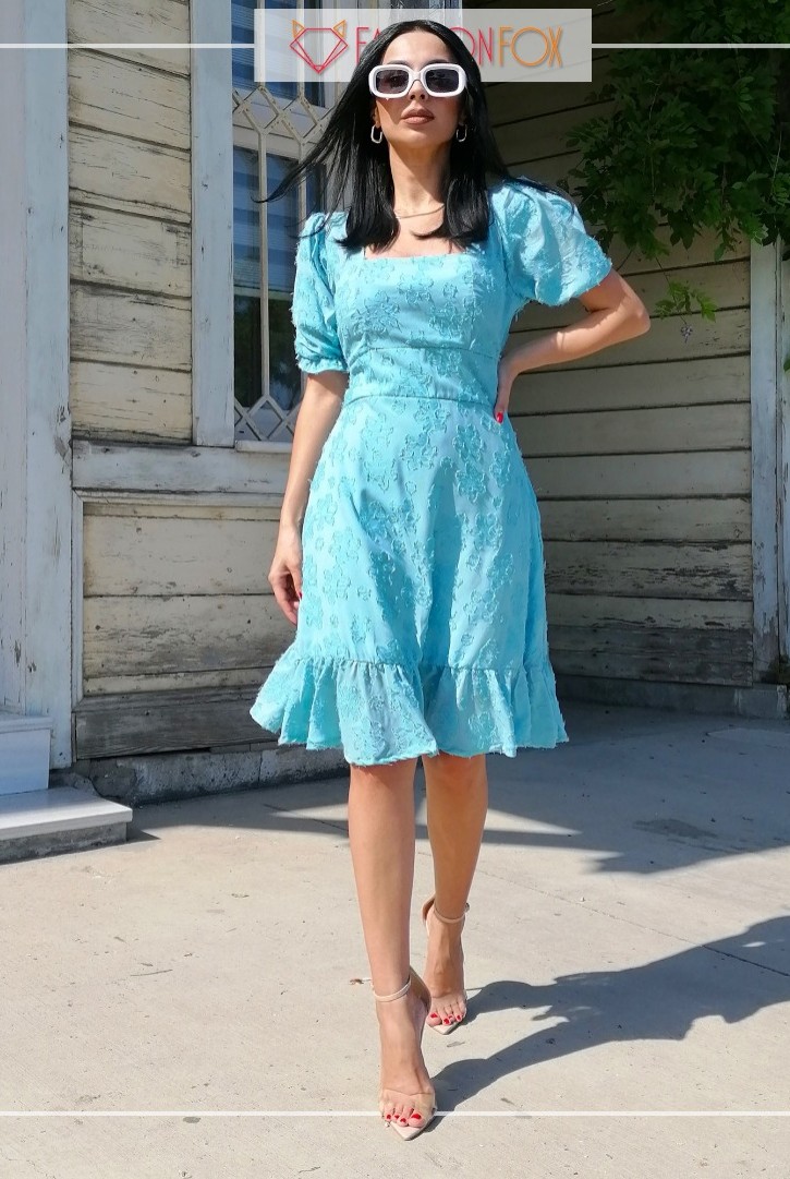 Kadın Kare Yakalı Şifon Elbise