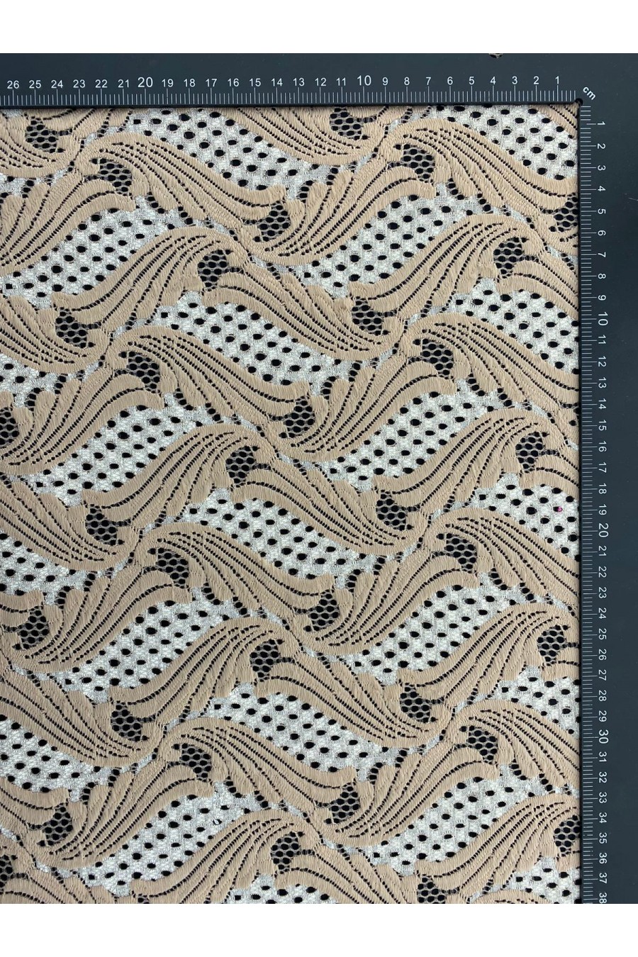 Taş Renk Pamuk Naylon Dantel - İthal Ürün, 150 cm (10992)