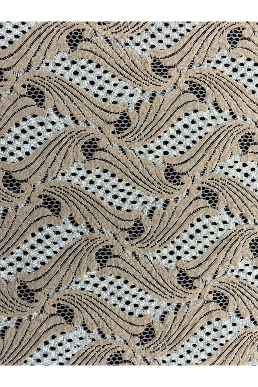 Taş Renk Pamuk Naylon Dantel - İthal Ürün, 150 cm (10992)