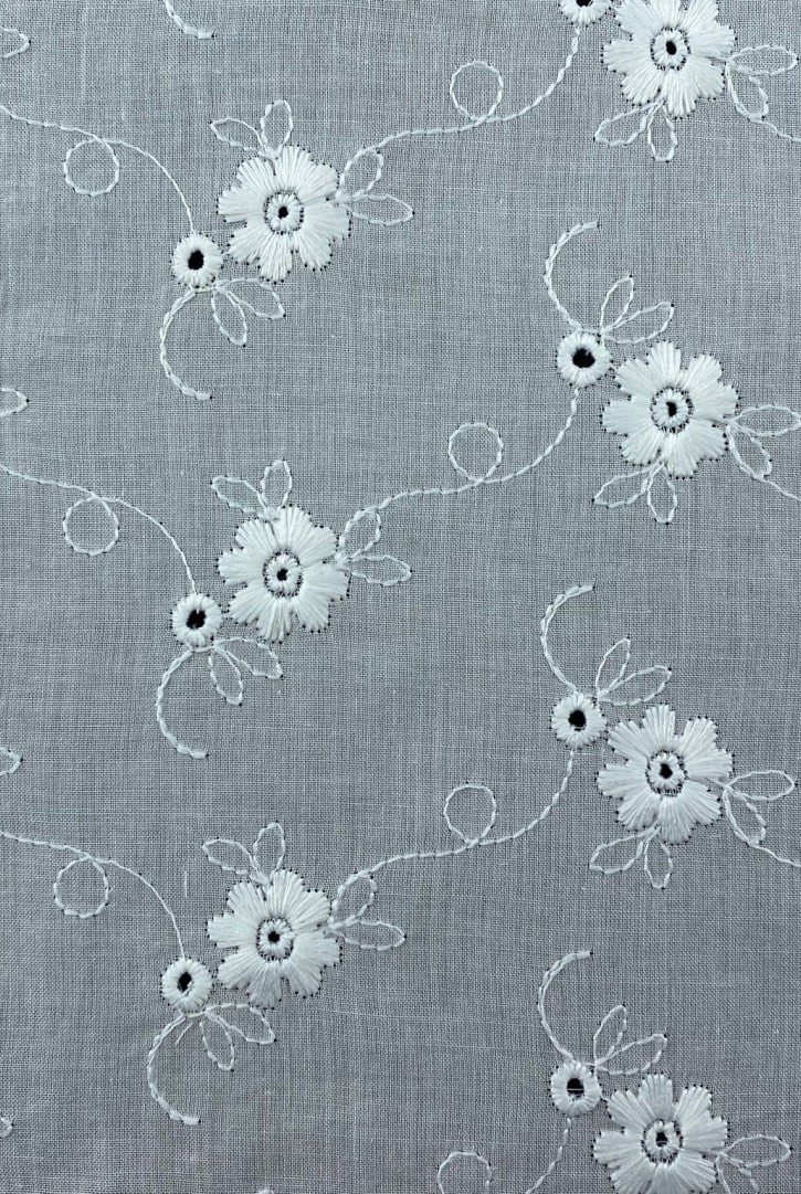 Kasar İşlemli Krem Pamuk Bohrerli Vual Brode Kumaş, 130 cm