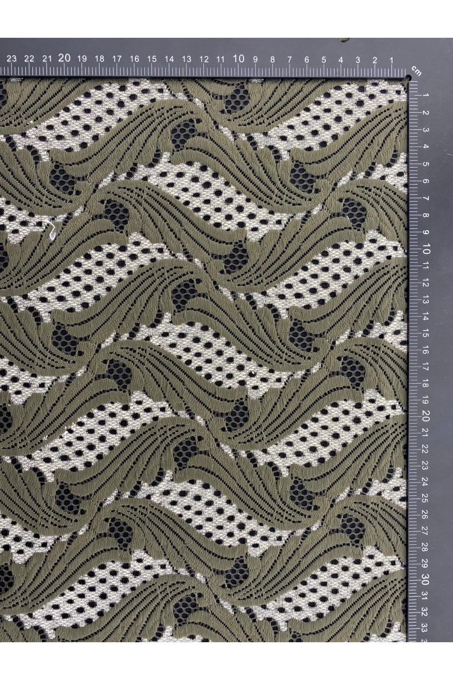 Haki Pamuk Naylon Dantel - İthal Ürün, 150 cm (10992)