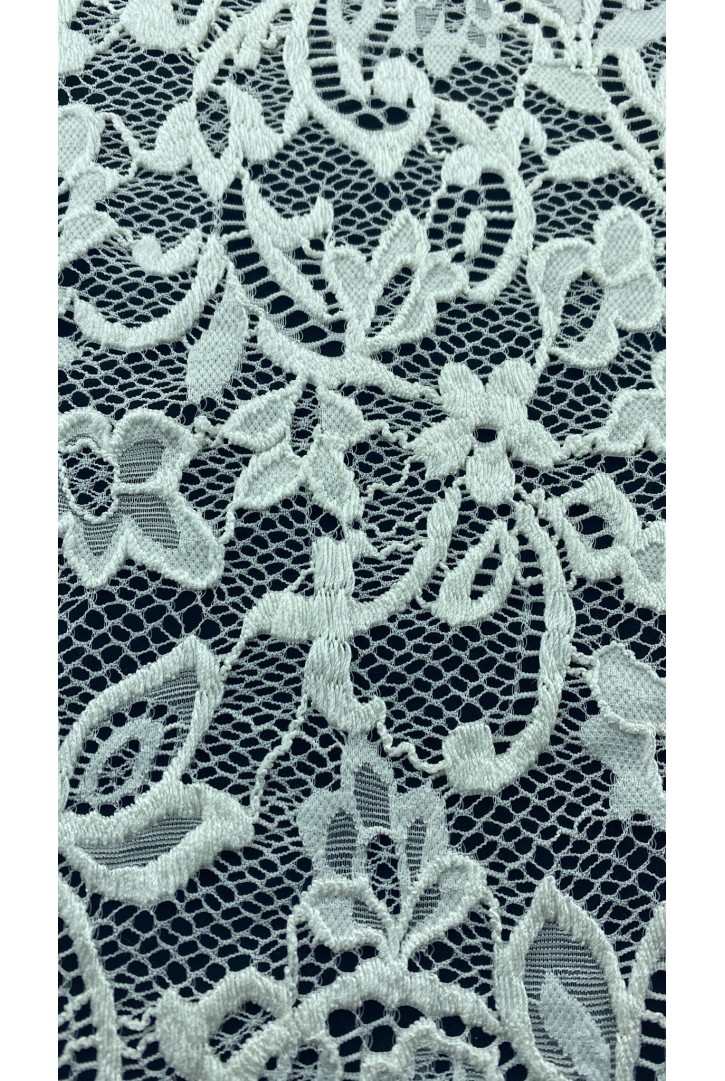 Kabartmalı Fikse Edilmiş Likralı Naylon İthal Dantel