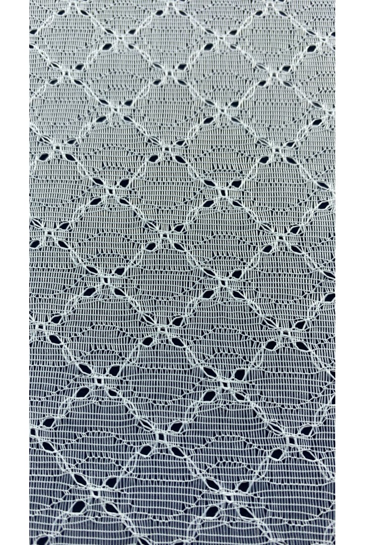 Beyaz Zemin Beyaz İplik Kordlu Dantel