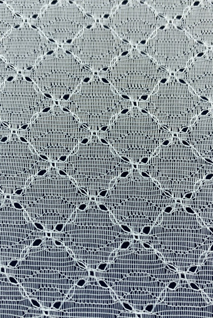 Beyaz Zemin Beyaz İplik Kordlu Dantel