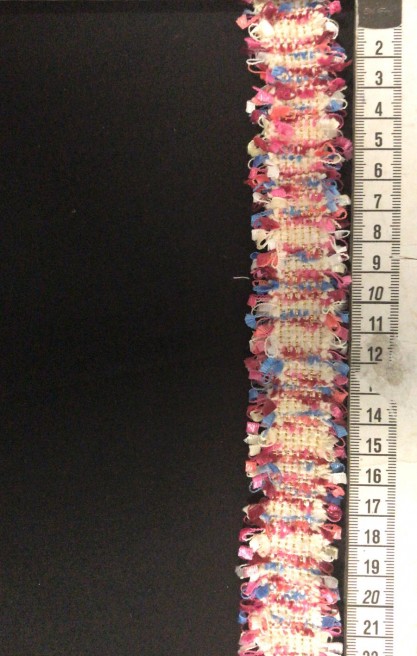 Pembe-Kırmızı-Mavi Renkli Püsküllü Bant