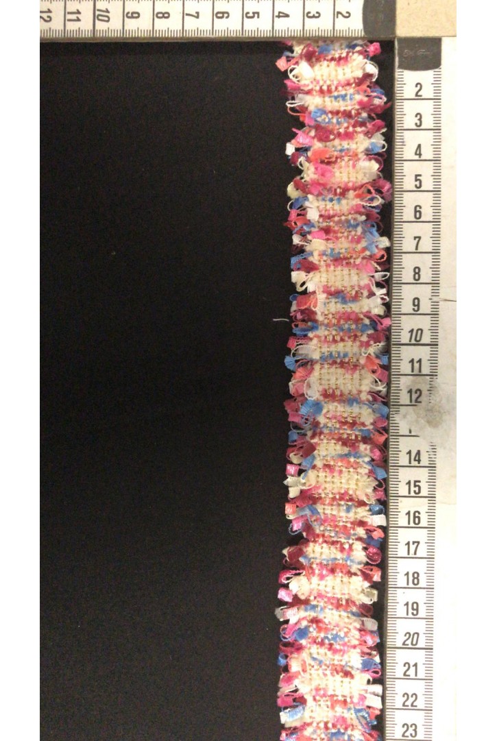 Pembe-Kırmızı-Mavi Renkli Püsküllü Bant