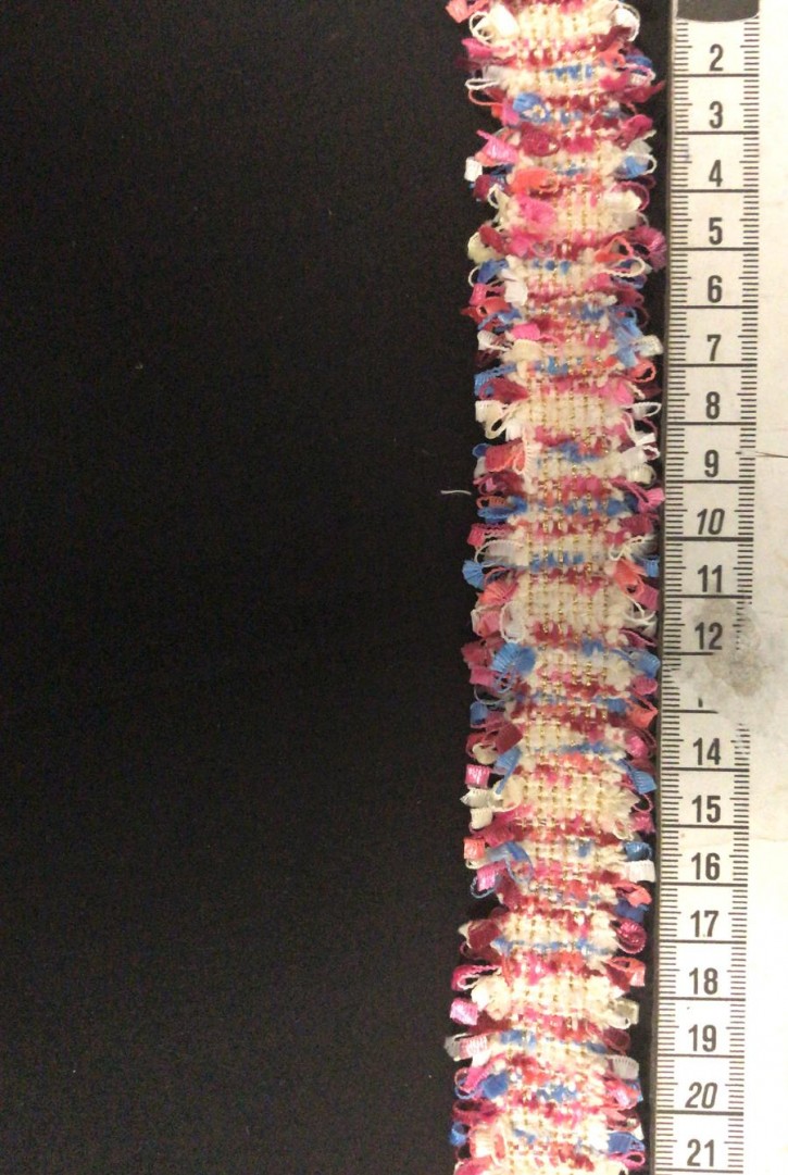 Pembe-Kırmızı-Mavi Renkli Püsküllü Bant