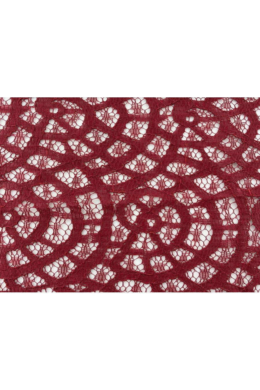 Bordo Kordlu Polyester Dantel Kumaş, 150 cm