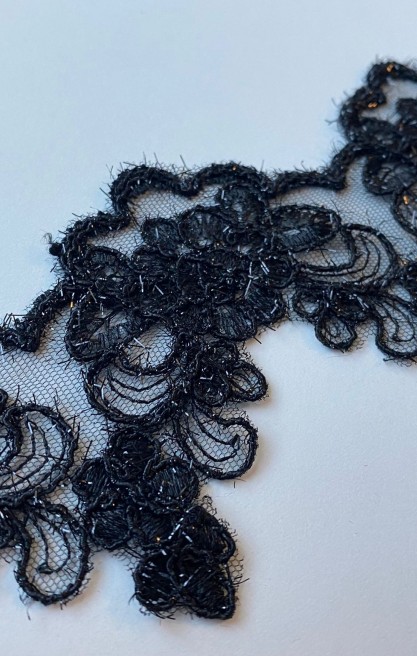 Siyah Sakallı Kordlu Brode Bant - 8,5 cm (2993)